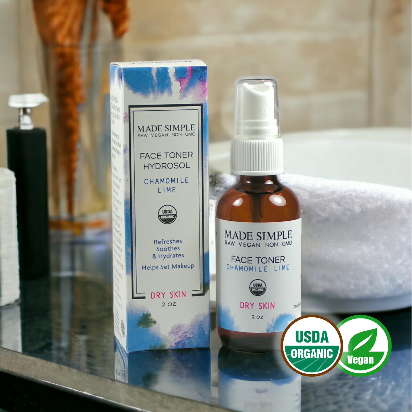 Chamomile Lime Face Toner for Dry Skin - Certified Organic, Vegan & Cruelty-free-0